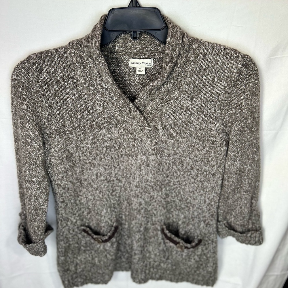 Studio Works Brown and gray  Cowl Neck Sweater